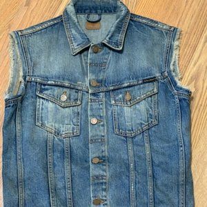 NUDIE JEANS WILLY SHIMMERING INDIGO MENS DENIM VEST SIZE MEDIUM